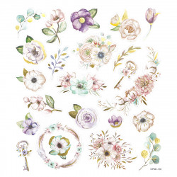 Stickers with gilding - DpCraft - Boho Florals, 22 pcs