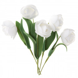White foam roses with wire - DpCraft - white, 15 cm, 5 pcs