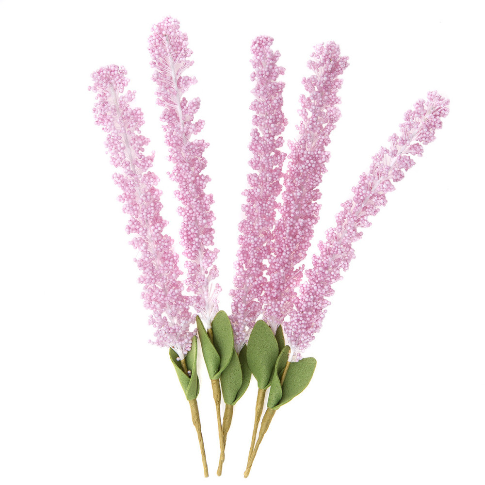 Lavender sprigs with wire - DpCraft - pink, 15 cm, 5 pcs