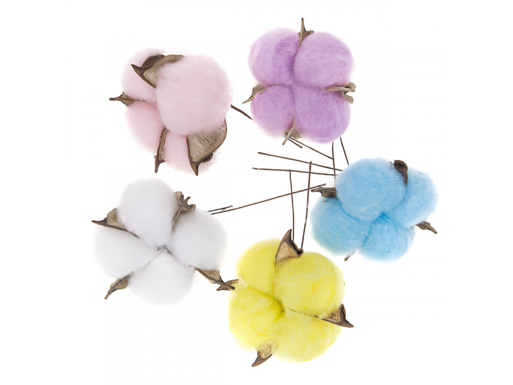 Cotton flowers with wire - DpCraft - 5 cm, 5 pcs