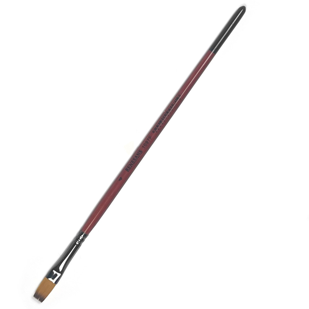 Flat, synthetic brush, 1097F series - Renesans - short handle, no. 4