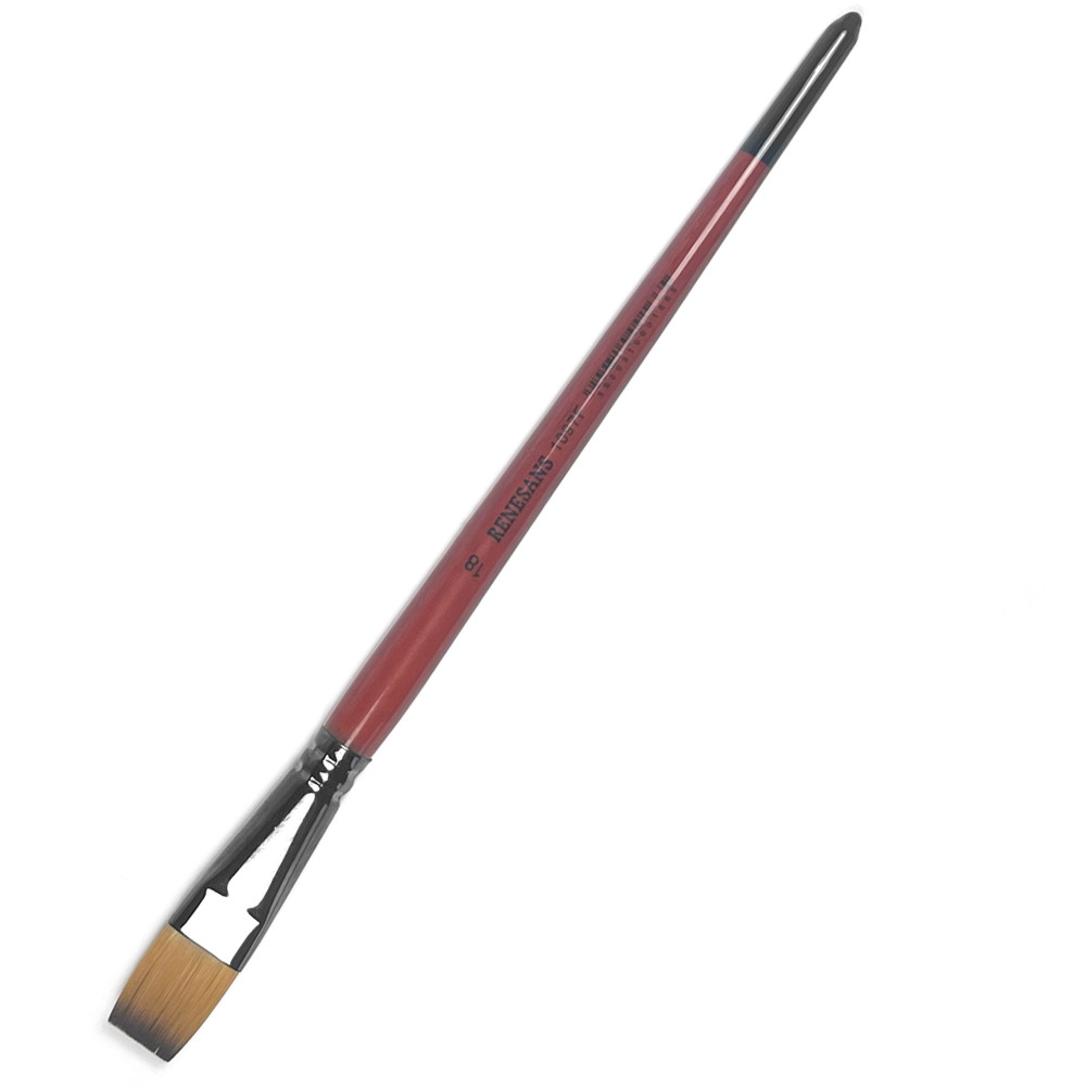 Flat, synthetic brush, 1097F series - Renesans - short handle, no. 18