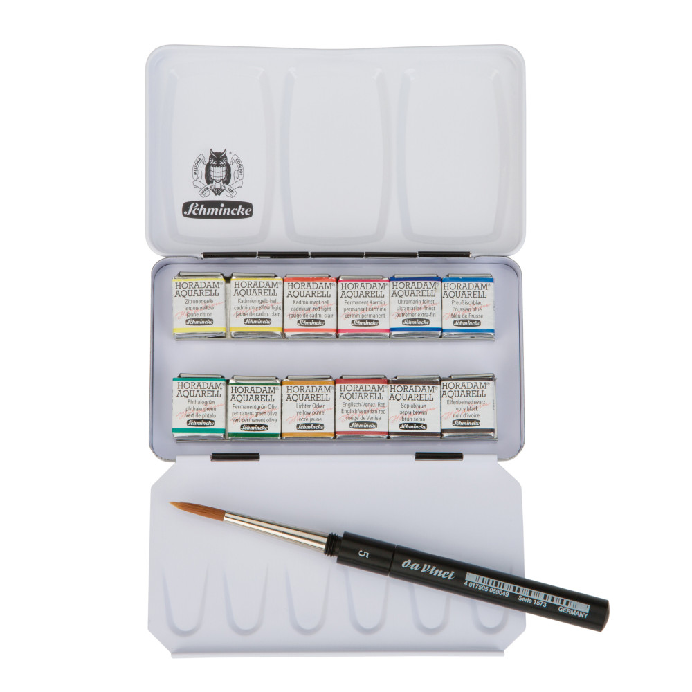 Zestaw akwareli w półkostkach Horadam Aquarell - Schmincke - 12 szt.