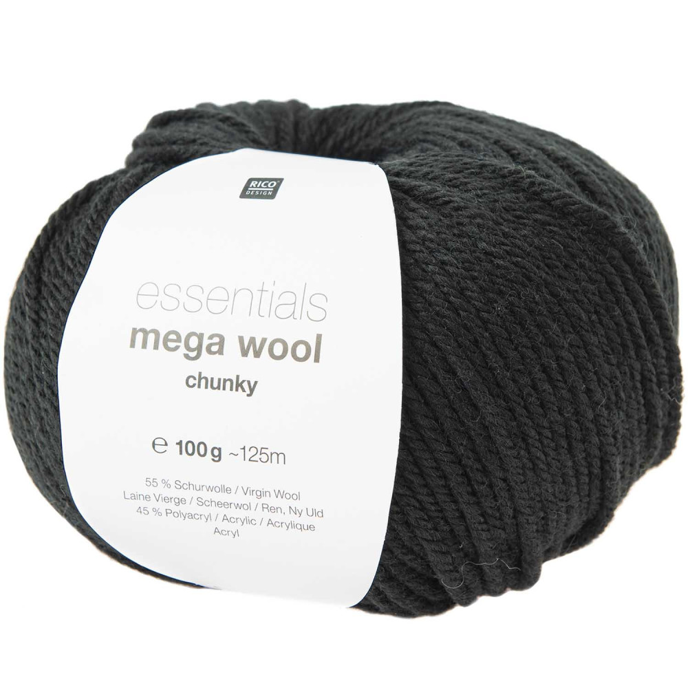 Włóczka Essentials Mega Wool Chunky - Rico Design - Black, 100 g