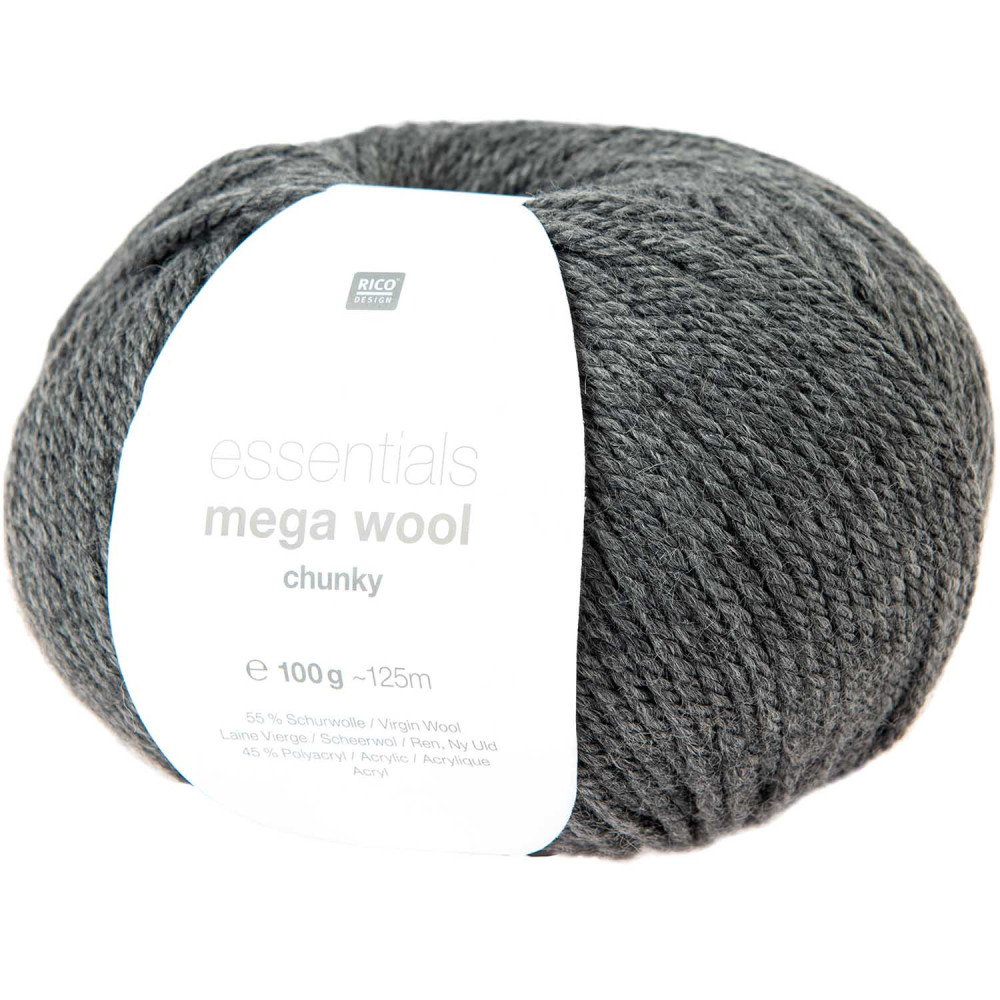 Włóczka Essentials Mega Wool Chunky - Rico Design - Anthracite, 100 g