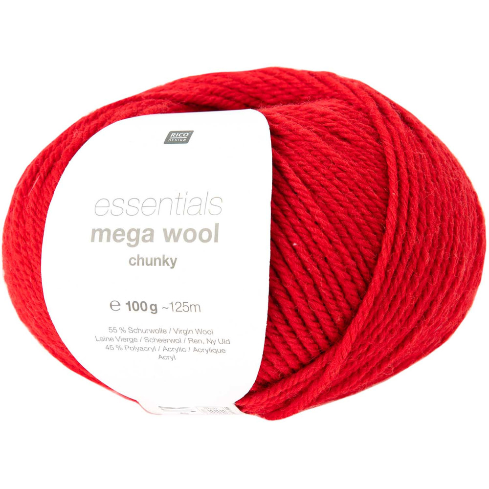 Essentials Mega Wool Chunky yarn - Rico Design - Red, 100 g