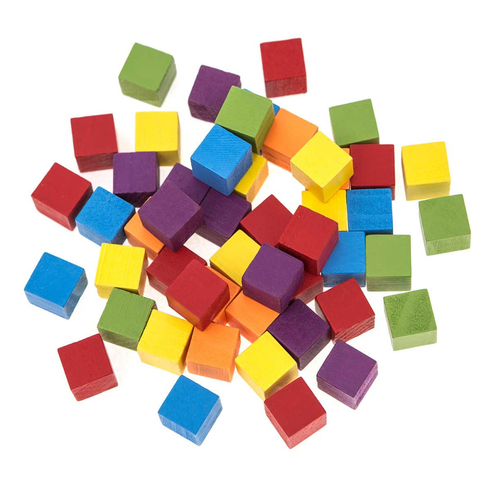 Wooden cubes - DpCraft - colorful, 49 pcs