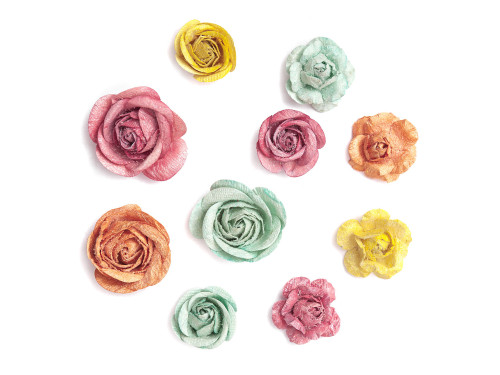 Paper flowers, roses - DpCraft - boho, 10 pcs