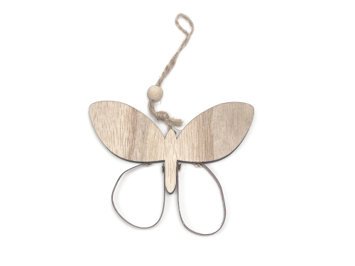 Zawieszka drewniana motyl - naturalny, 7 x 9 cm