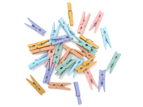 Mini wooden clips - DpCraft - Rainbow, 3 cm, 30 pcs