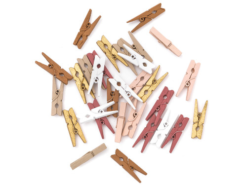 Mini wooden clips - DpCraft - Vintage, 3 cm, 30 pcs
