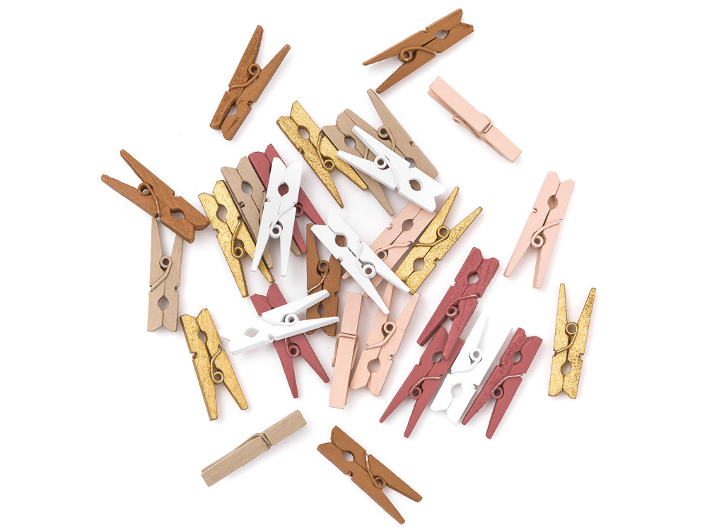 Mini wooden clips - DpCraft - Vintage, 3 cm, 30 pcs