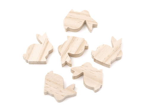 Wooden bunnies - DpCraft - natural, 6 pcs
