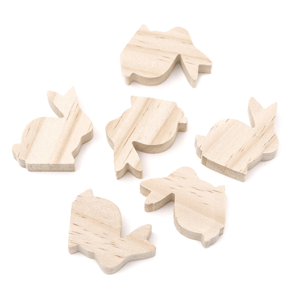 Wooden bunnies - DpCraft - natural, 6 pcs