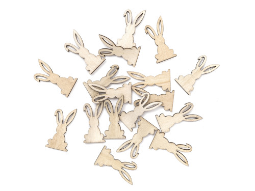Wooden bunnies - DpCraft - natural, 2 x 4 cm, 18 pcs