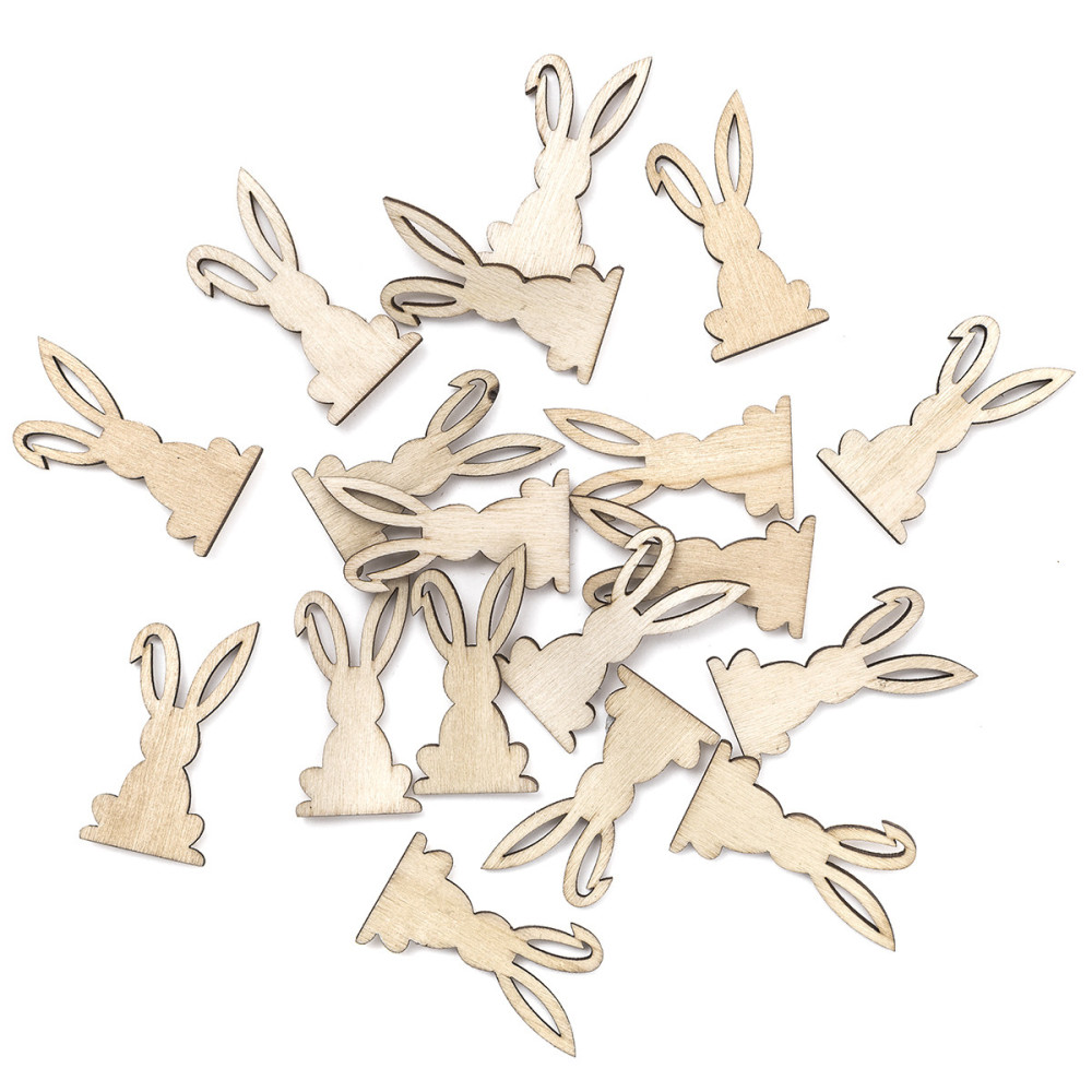 Wooden bunnies - DpCraft - natural, 2 x 4 cm, 18 pcs