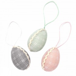 Eggs checkered pendants - DpCraft - pastel, 3 pcs