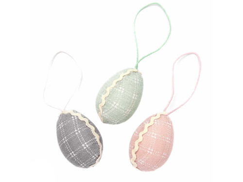 Eggs checkered pendants - DpCraft - pastel, 3 pcs
