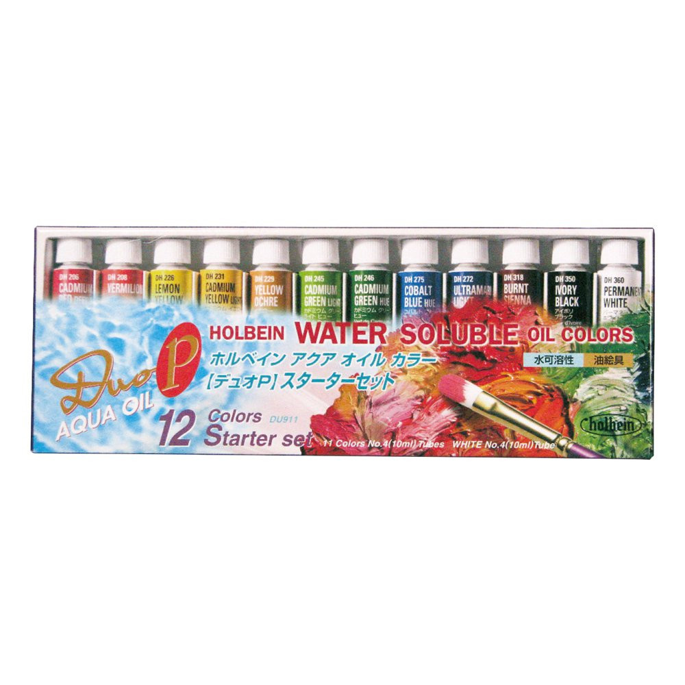 Set of Duo Aqua water soluble oil paints - Holbein - 12 colors x 10 ml