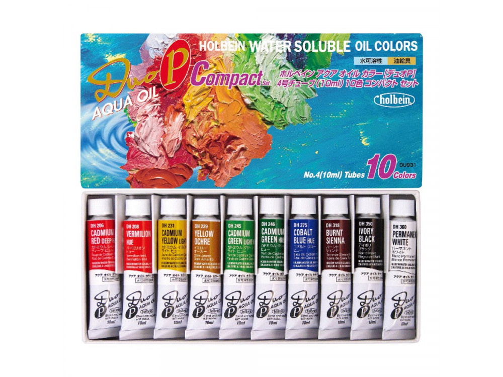 Zestaw farb olejnych Duo Aqua Oil - Holbein - 10 kolorów x 10 ml
