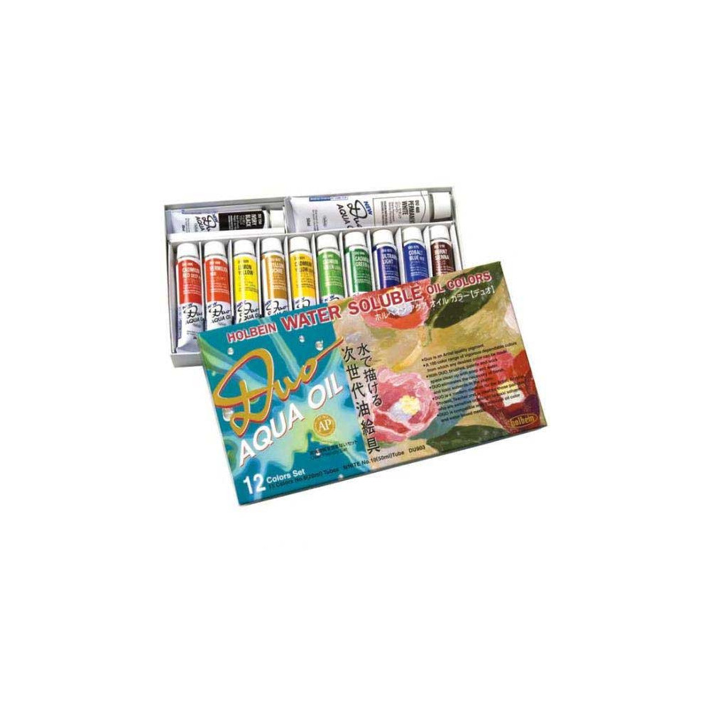 Set of Duo Aqua water soluble oil paints - Holbein - 12 colors x 20 ml
