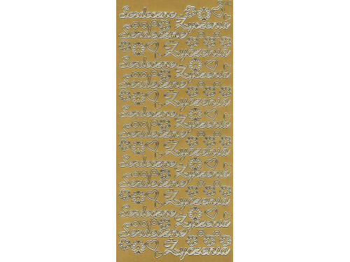 Stickersy, naklejki ażurowe - Serdeczne Życzenia, złote