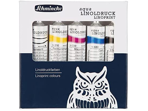 Set of Aqua Linoprint paints - Schmincke - 5 colors x 20 ml