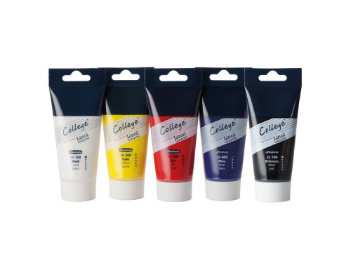Zestaw farb do linorytu College Linoprint - Schmincke - 5 kolorów x 75 ml