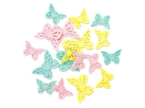 Plush stickers, Butterfly - DpCraft - pastel, 18 pcs