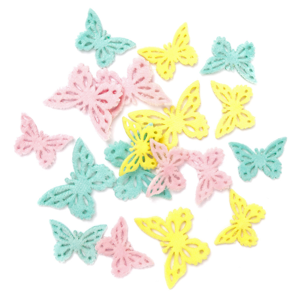 Plush stickers, Butterfly - DpCraft - pastel, 18 pcs