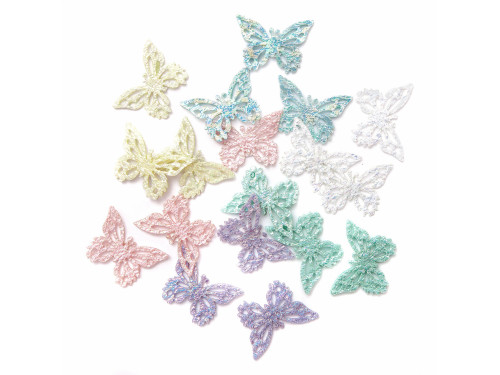 Felt stickers, Butterflies - DpCraft - opalescent, 18 pcs