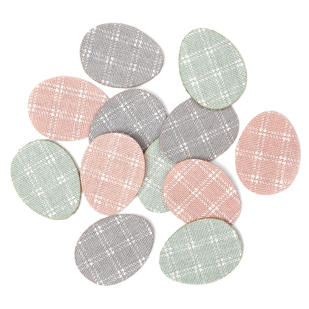 Fabric stickers, Eggs - DpCraft - pastel, 12 pcs