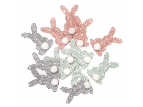 Fabric stickers, Bunnies - DpCraft - pastel, 12 pcs