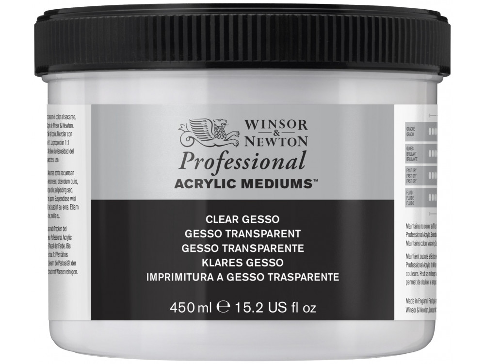 Gesso do farb akrylowych i olejnych - Winsor & Newton - transparentne, 450 ml
