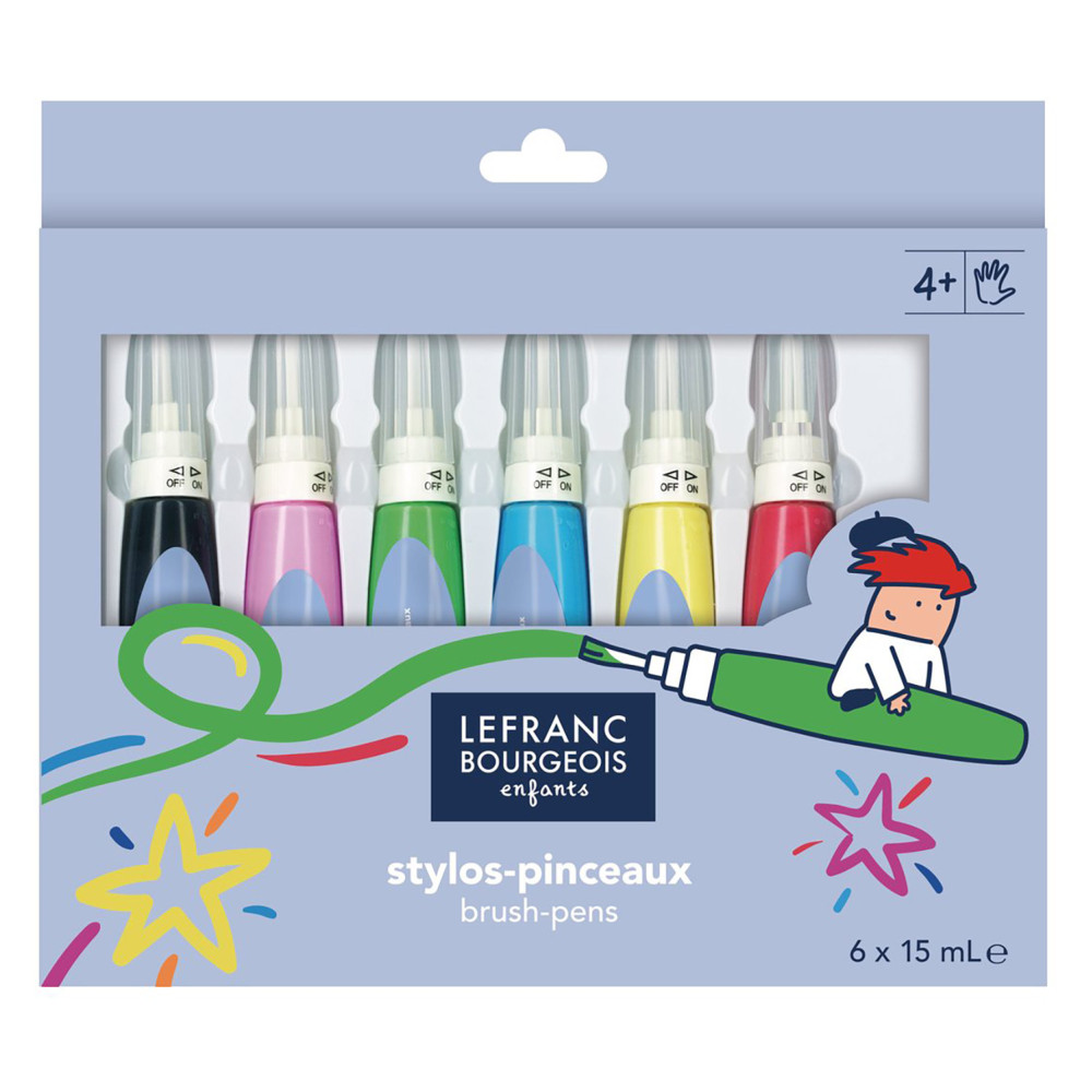 Zestaw farb dla dzieci Brush Pens - Lefranc & Bourgeois - 6 kolorów