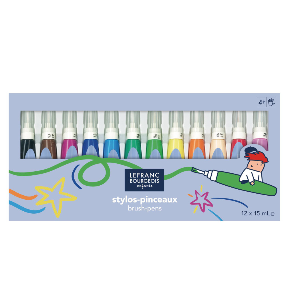 Set of brush paints for kids - Lefranc & Bourgeois - 12 colors