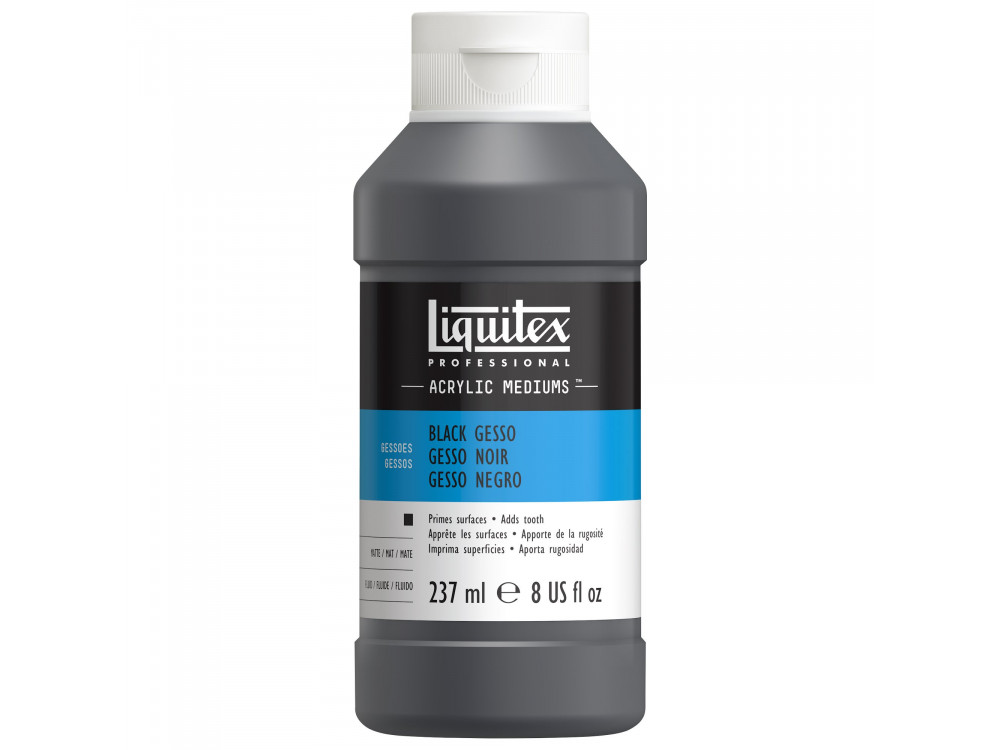 Gesso do farb akrylowych i olejnych - Liquitex - czarne, 237 ml
