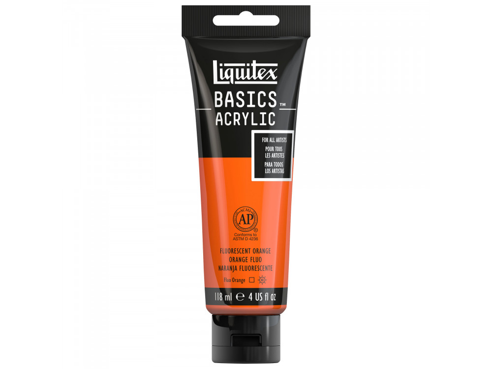 Basics Acrylic paint - Liquitex - 982, Fluorescent Orange, 118 ml