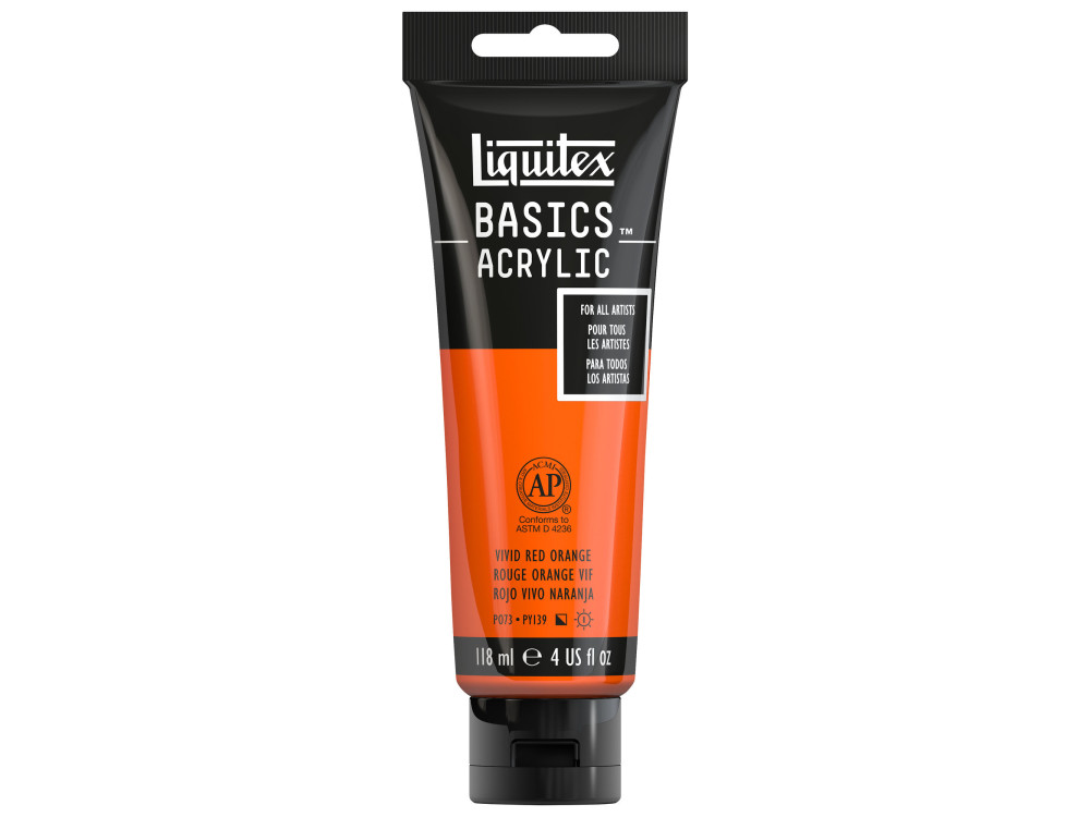 Basics Acrylic paint - Liquitex - 620, Vivid Red Orange, 118 ml
