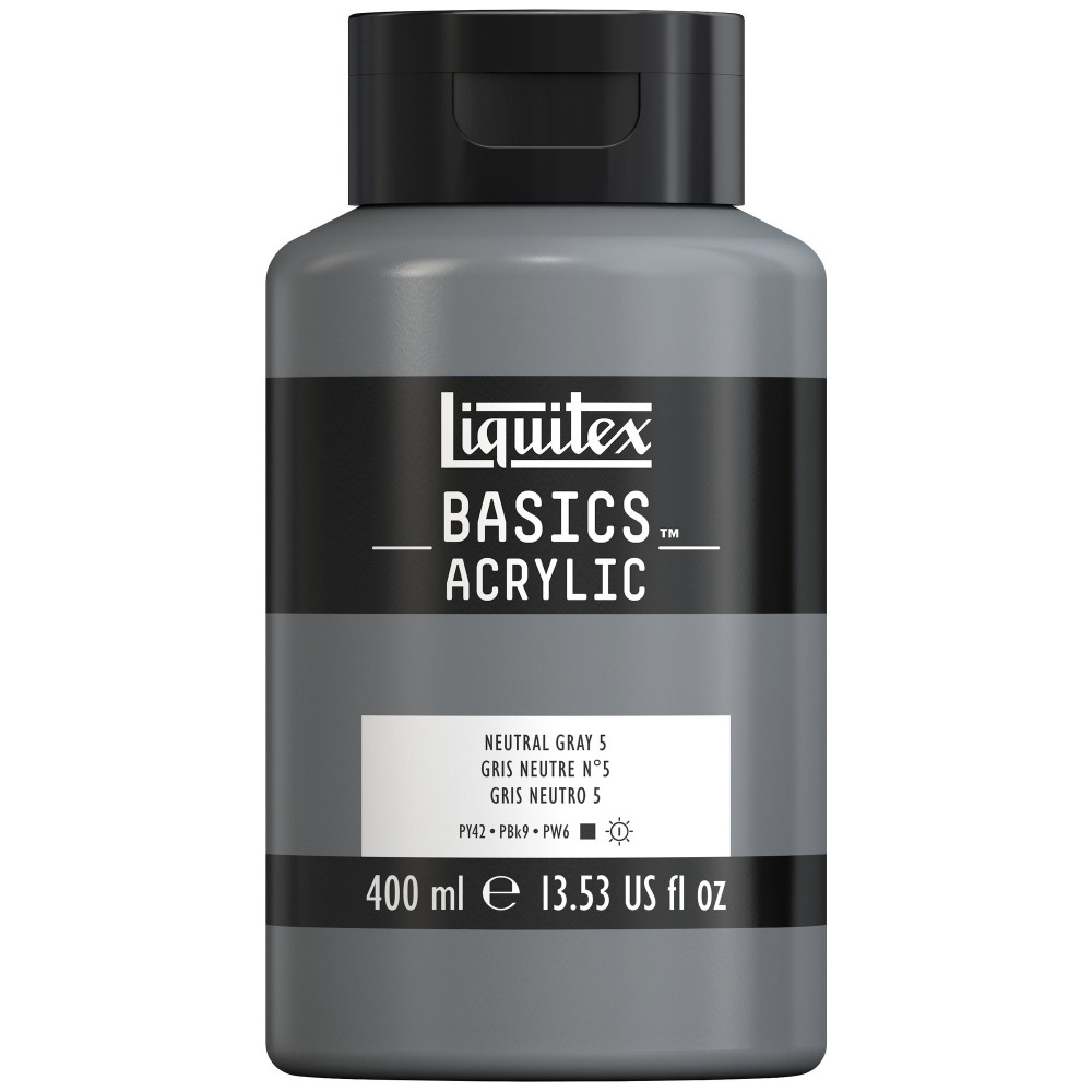 Farba akrylowa Basics Acrylic - Liquitex - 599, Neutral Gray 5, 400 ml