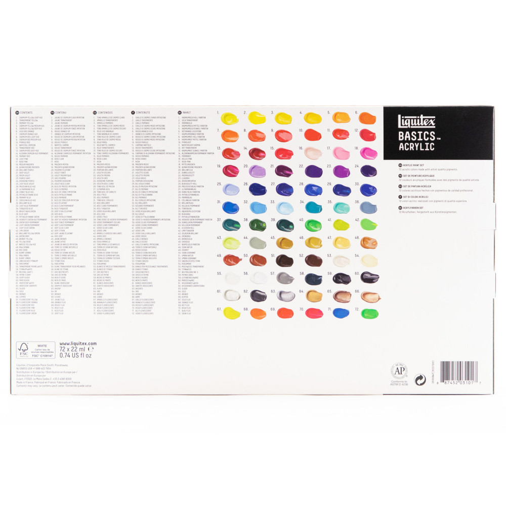 Set of Basics Acrylic paint - Liquitex - 72 colors x 22 ml