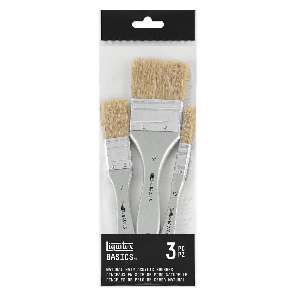 Set of flat, natural Basics brushes - Liquitex - 3 pcs