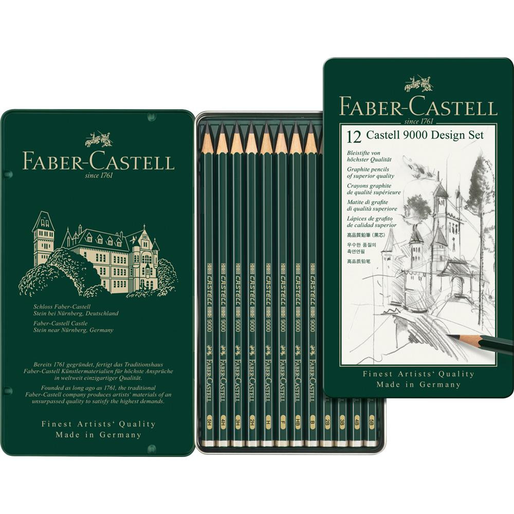 Castell 9000 graphite pencils in metal tin - Faber-Castell - 12 pcs