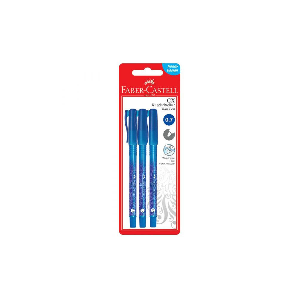 Set of ballpoint XC pens - Faber-Castell - blue, 3 pcs