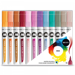 Set of Aqua Color Brush Pens Set 2 - Molotow - 12 colors