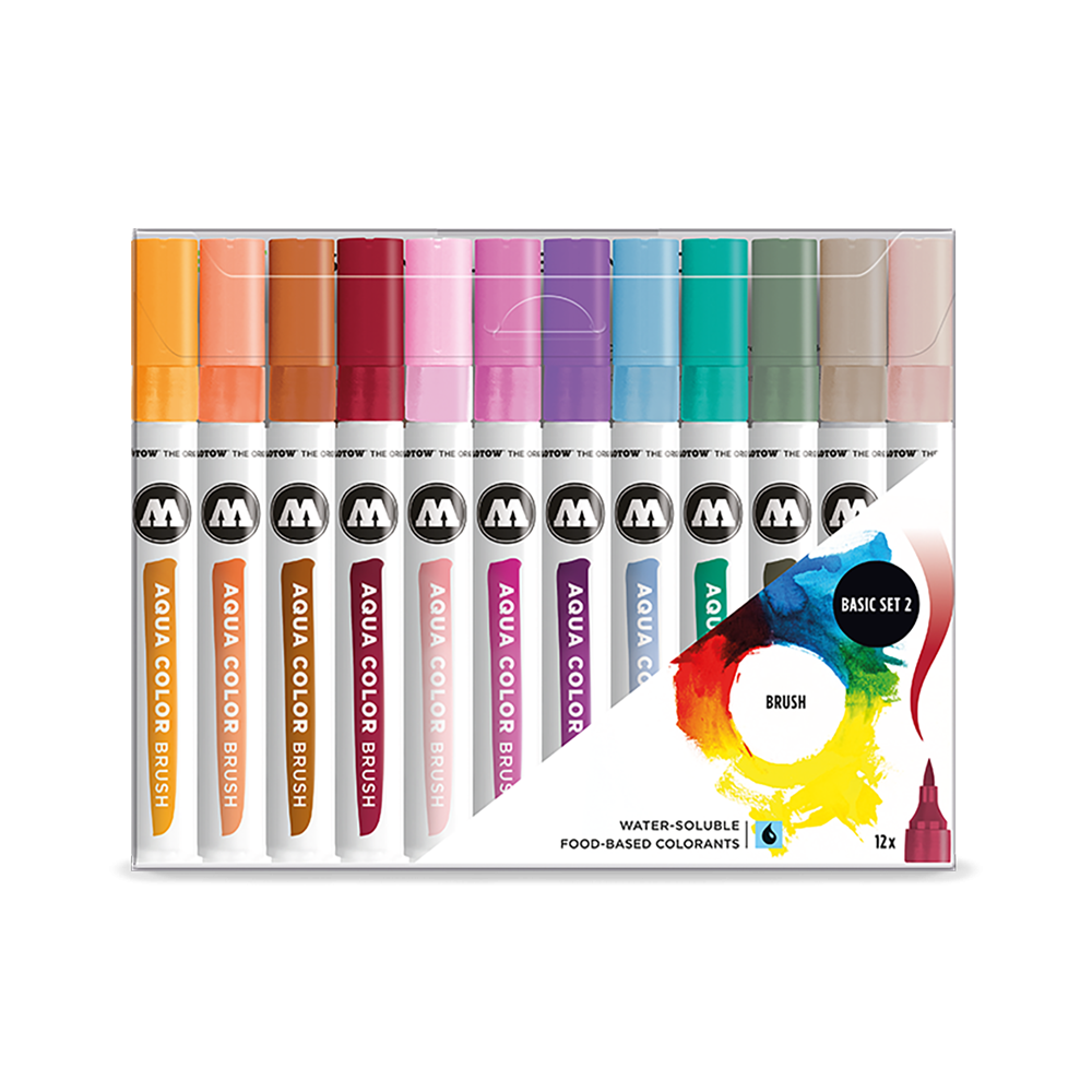 Zestaw markerów Aqua Color Brush, Set 2 - Molotow - 12 kolorów