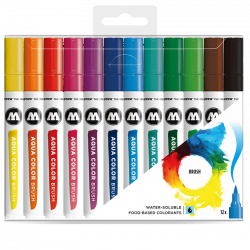 Zestaw markerów Aqua Color Brush, Set 1 - Molotow - 12 kolorów