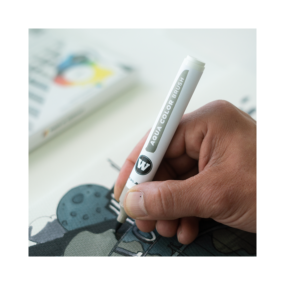 Set of Aqua Color Brush Pens, Grey Set - Molotow - 12 colors