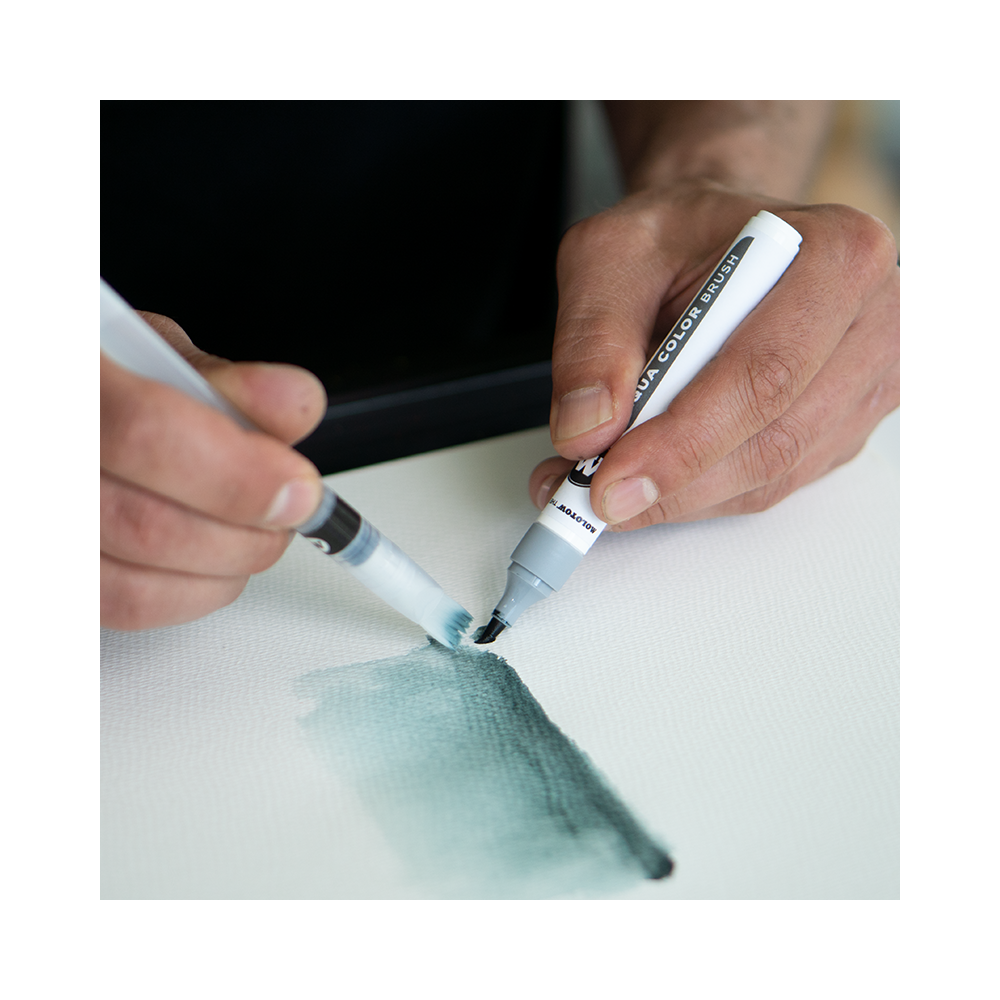 Set of Aqua Color Brush Pens, Grey Set - Molotow - 12 colors