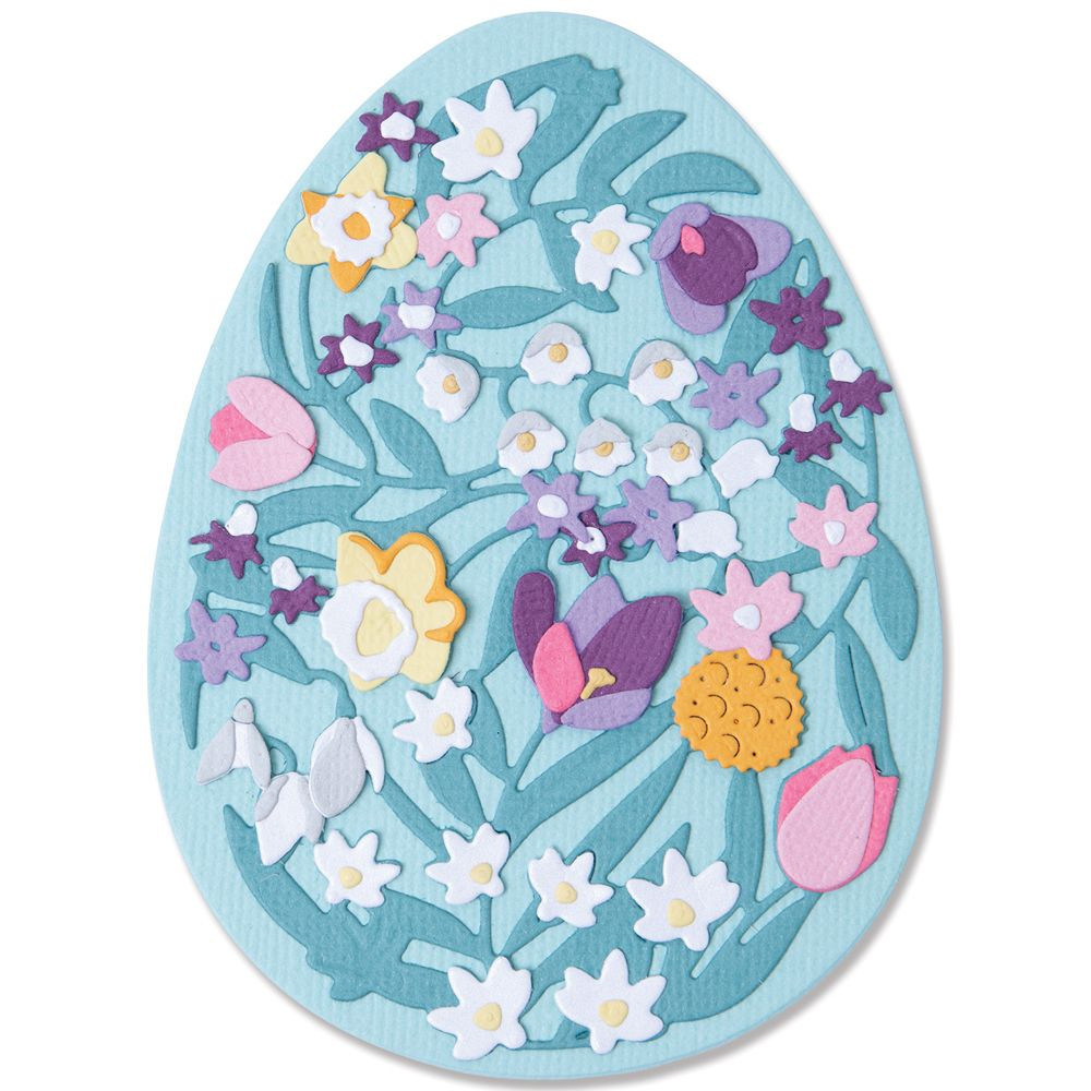 Set of Thinlits cutting dies - Sizzix - Intricate Floral Easter Egg, 15 pcs